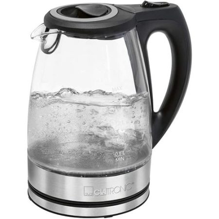 Bouilloire électrique en verre 1,7 l avec boîtier en acier inoxydable
